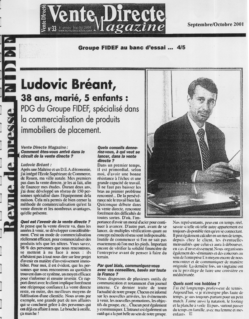 Ludovic Bréant, PDG du groupe FIDEF